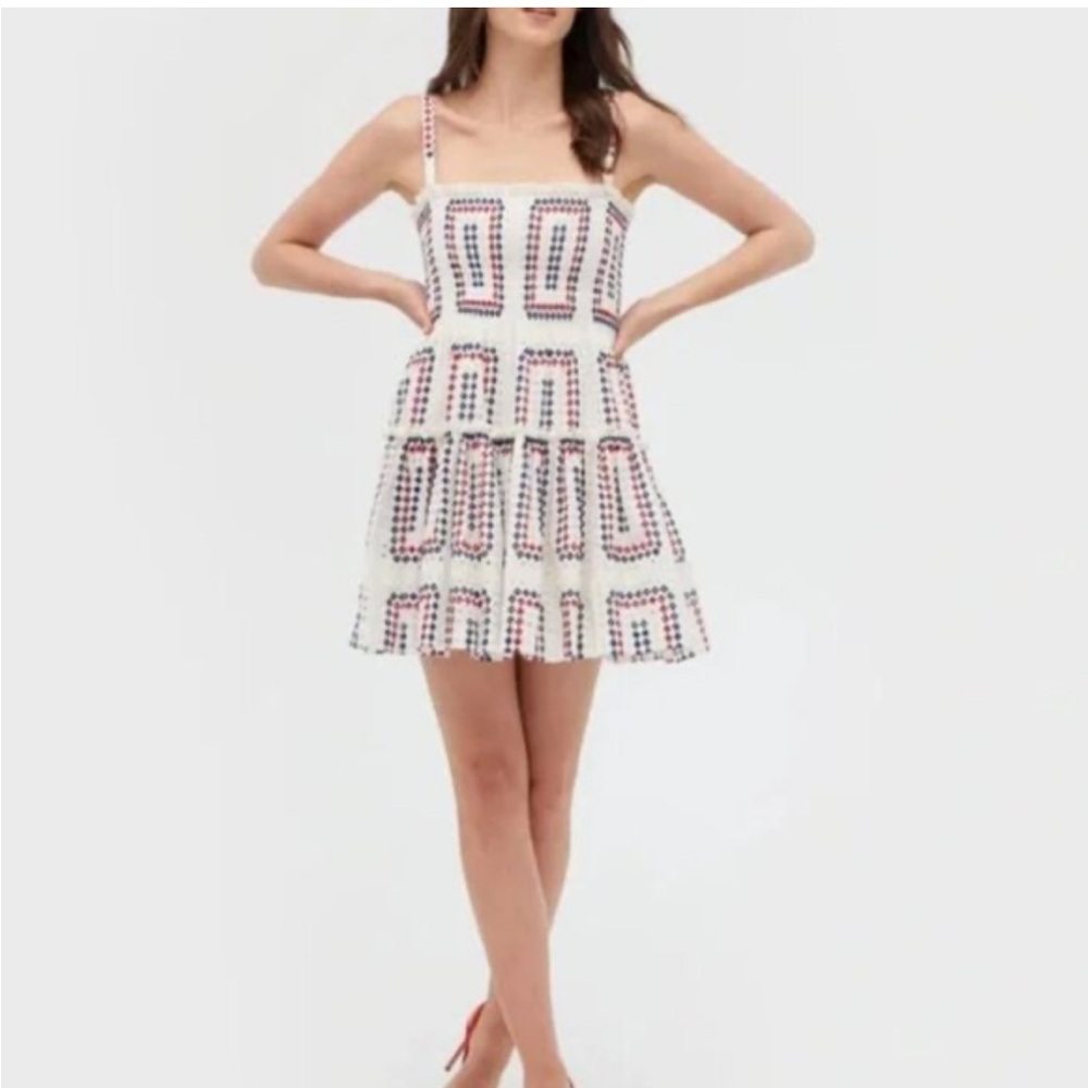 Hill House White and Blue Mini Dress